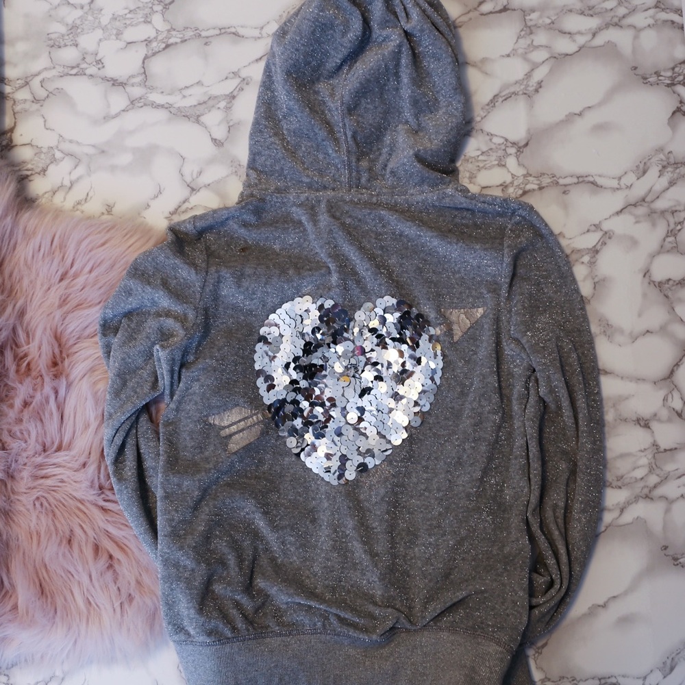 *SOLD* VS PINK Silver Zip Up Hoodie (S) - Picture 3 of 4